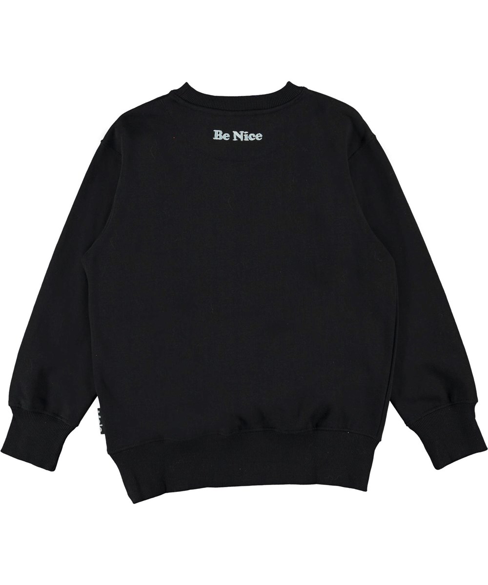 Mattis - Black - Öko schwarzes Sweatshirt mit Smiley