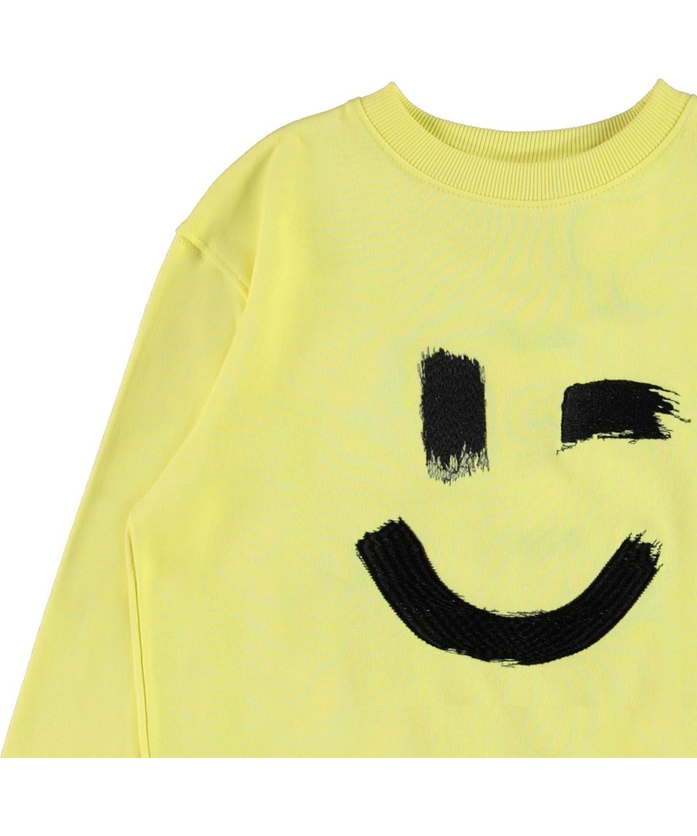 Mattis - Yellow Light - Öko hellgelbes Sweatshirt mit Smiley