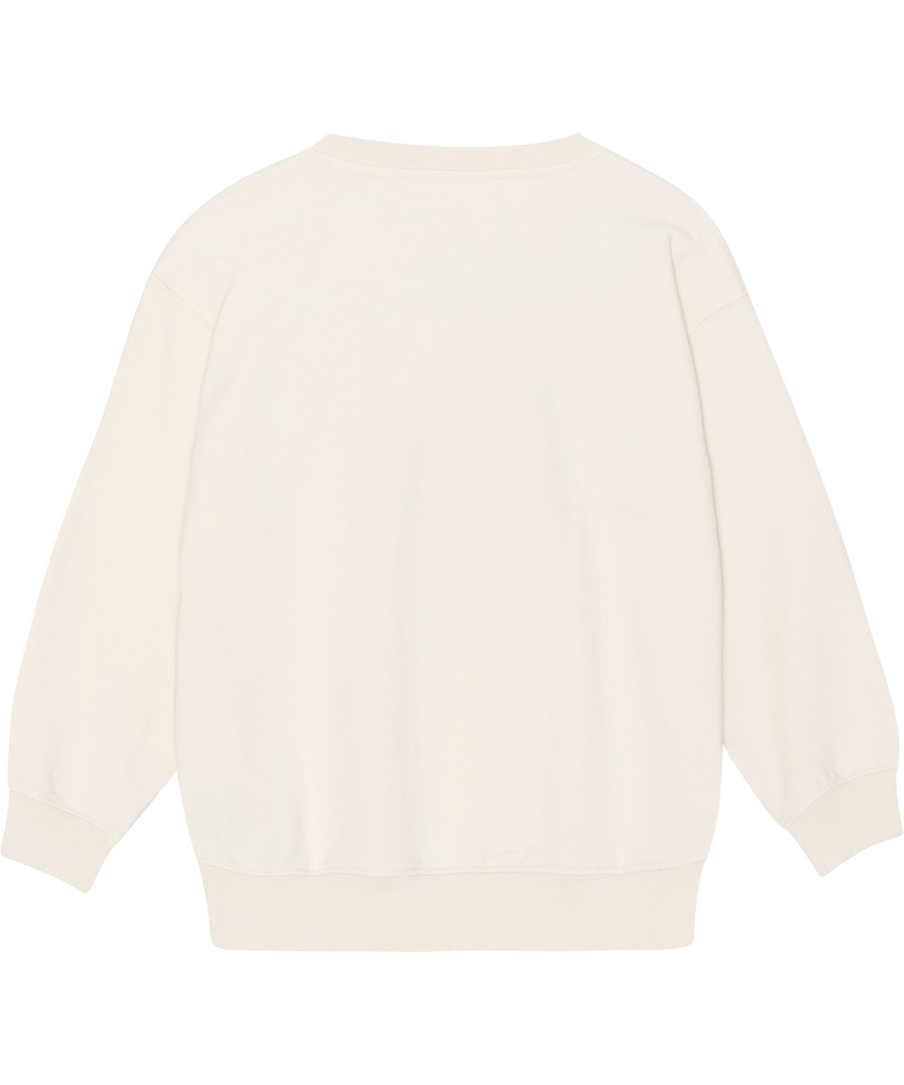 Memphis - 90S_Vibe - Cremefarbener Pullover aus einer weichen Baumwollmischung mit coolem Aufdruck einer Tennismannschaft aus den 90ern