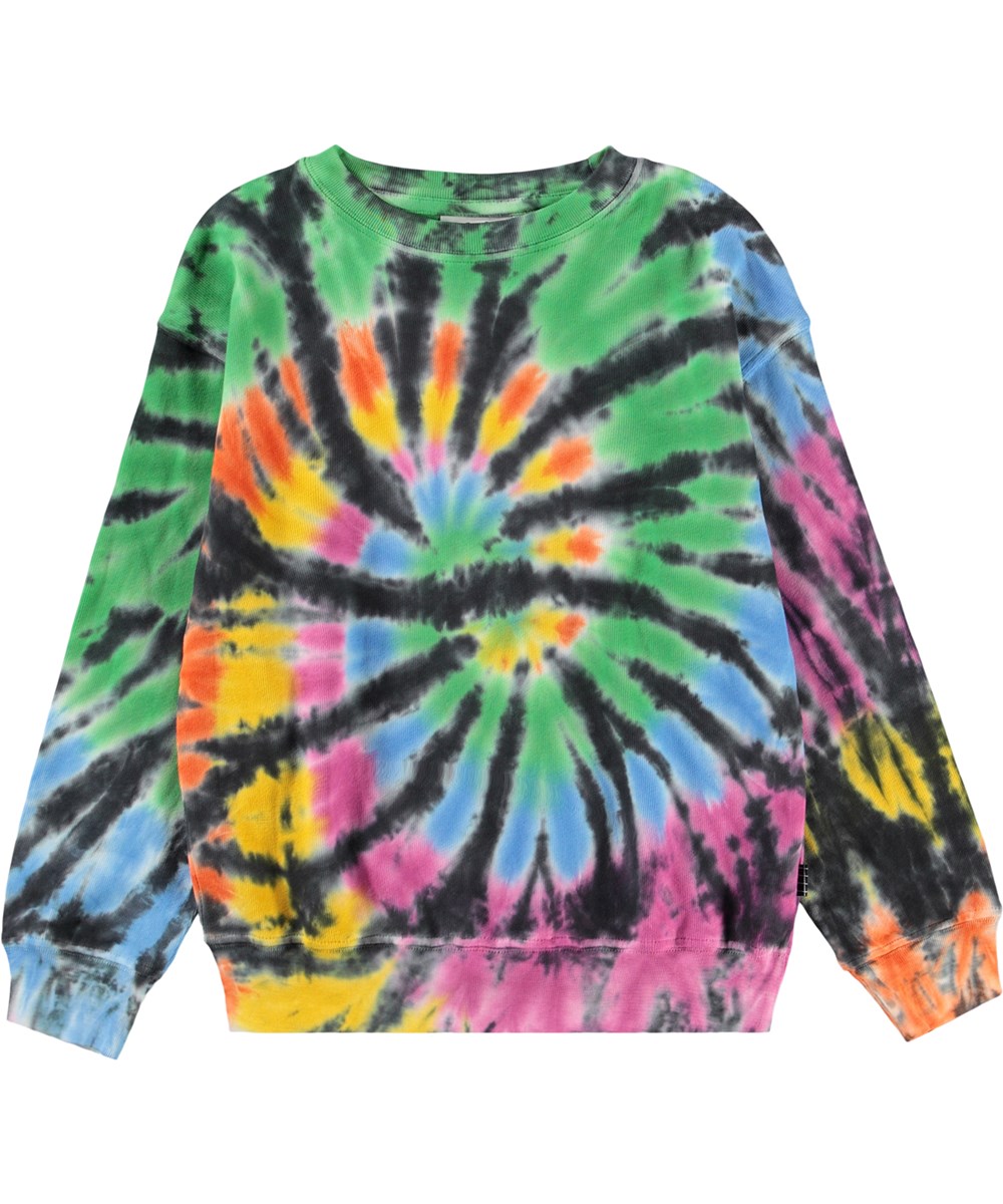 Memphis - Colour Swirl - Mehrfarbiger Batik-Sweatshirt für Kinder aus Bio-Baumwolle