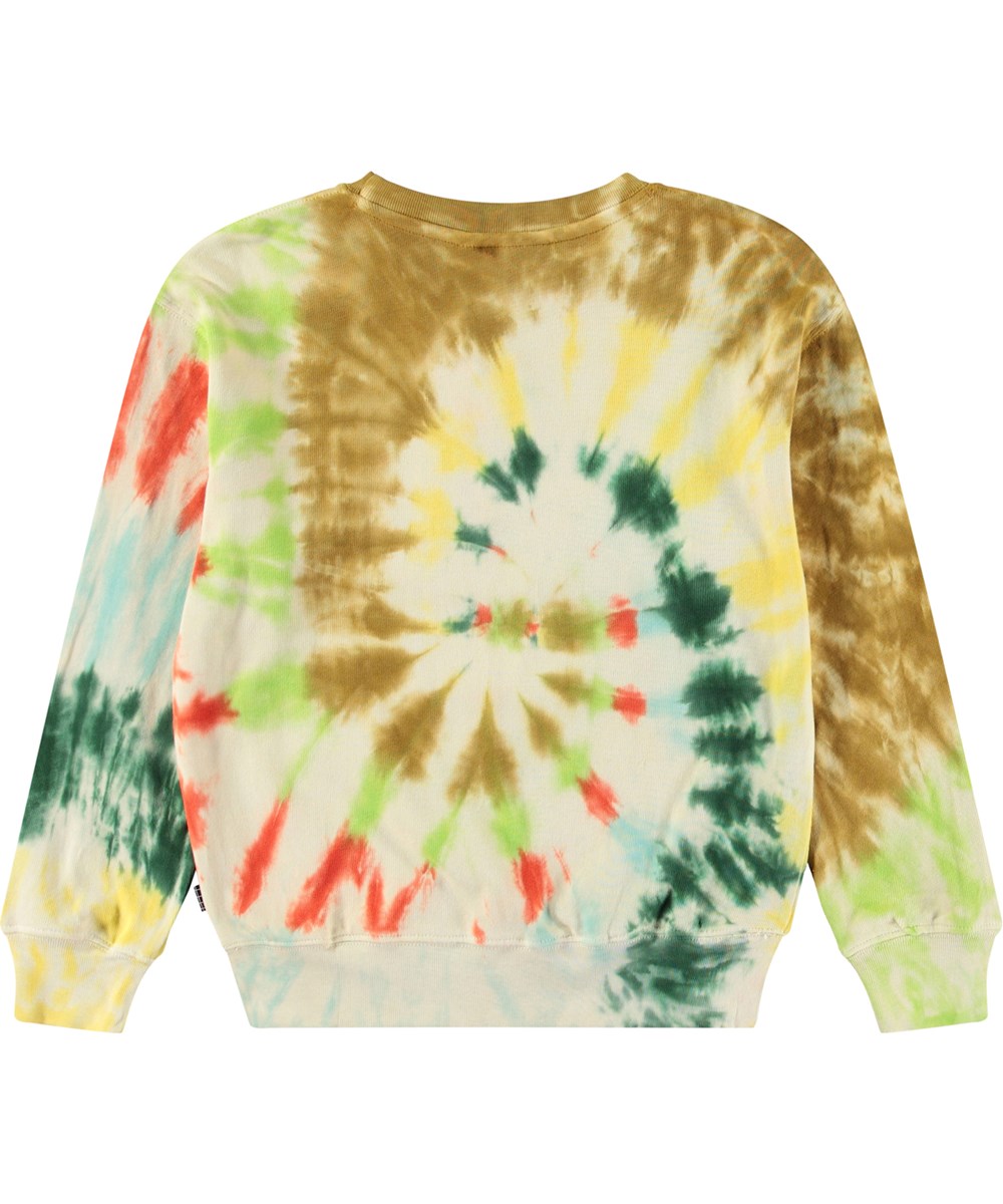 Memphis - Light Colourful - Bunt gefärbtes Tie-Dye-Sweatshirt für Kinder aus weicher Öko-Baumwolle mit gerippten Kanten am Hals, an den Ärmeln und am unteren Saum des Sweatshirts sowie einer lockeren Passform.
