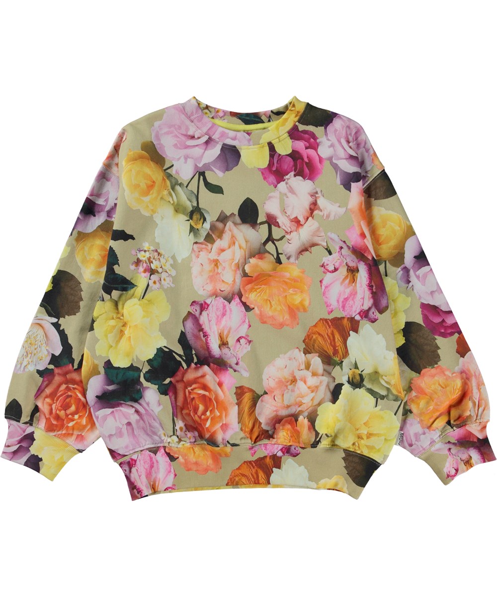 Monti - Cardboard Roses - Unisex-Sweatshirt in Beige mit Blumen