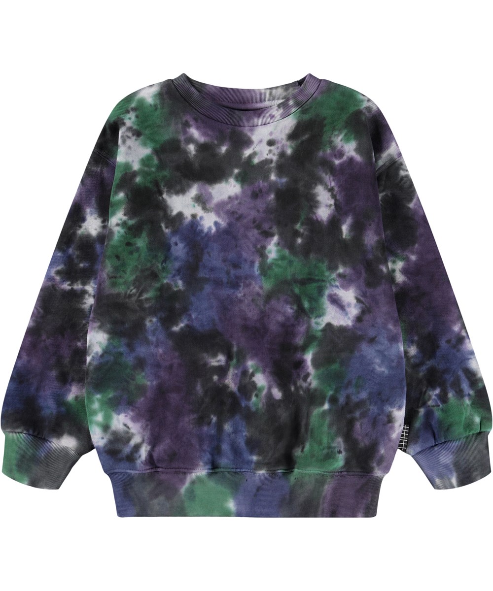 Monti - Dark Sky Dye - Coole Sweatshirt für Kinder aus weicher Öko-Baumwolle mit einem Batikdruck.