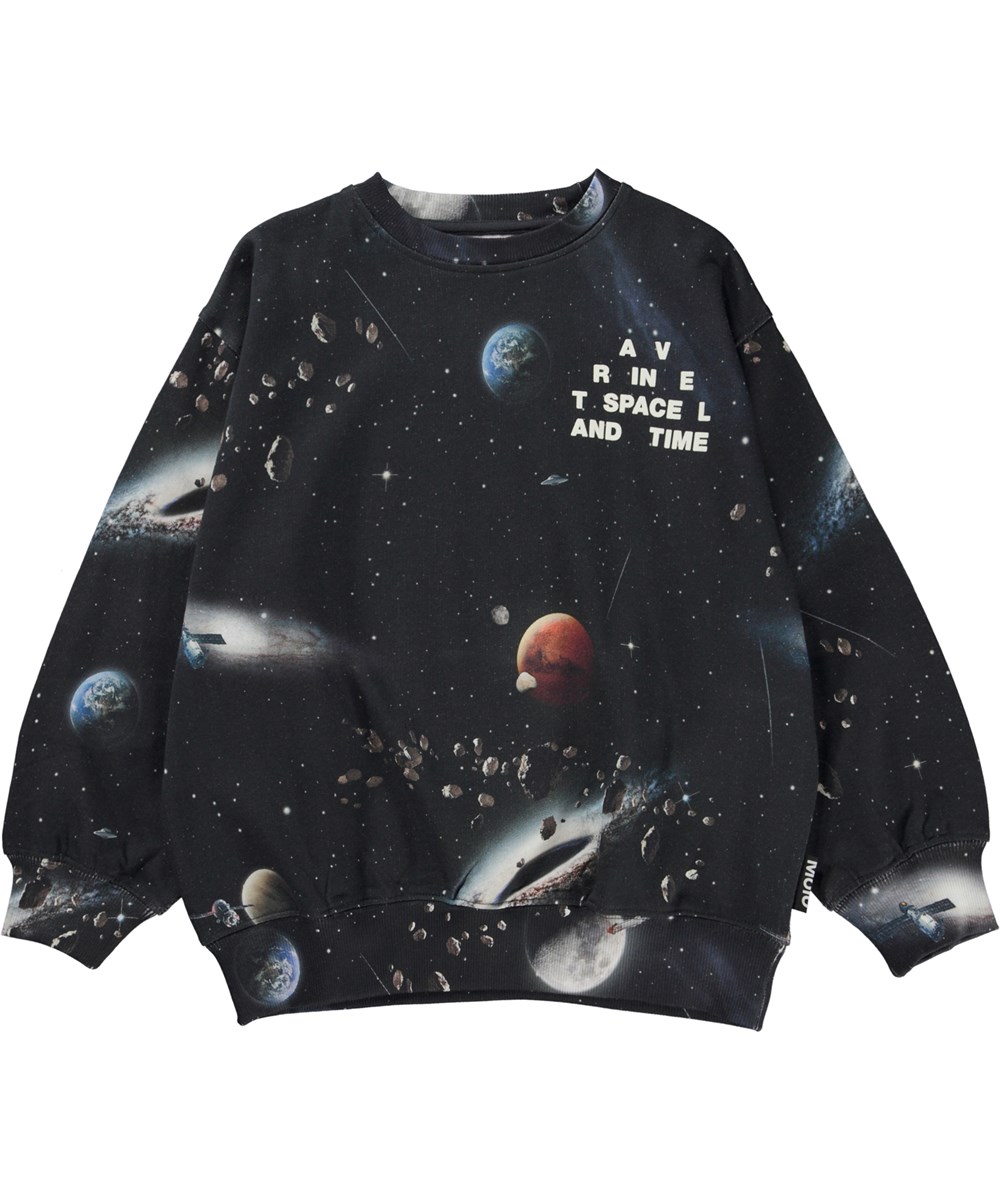 Monti - Make Space - Dunkelblaues Öko-Sweatshirt mit Space-Print