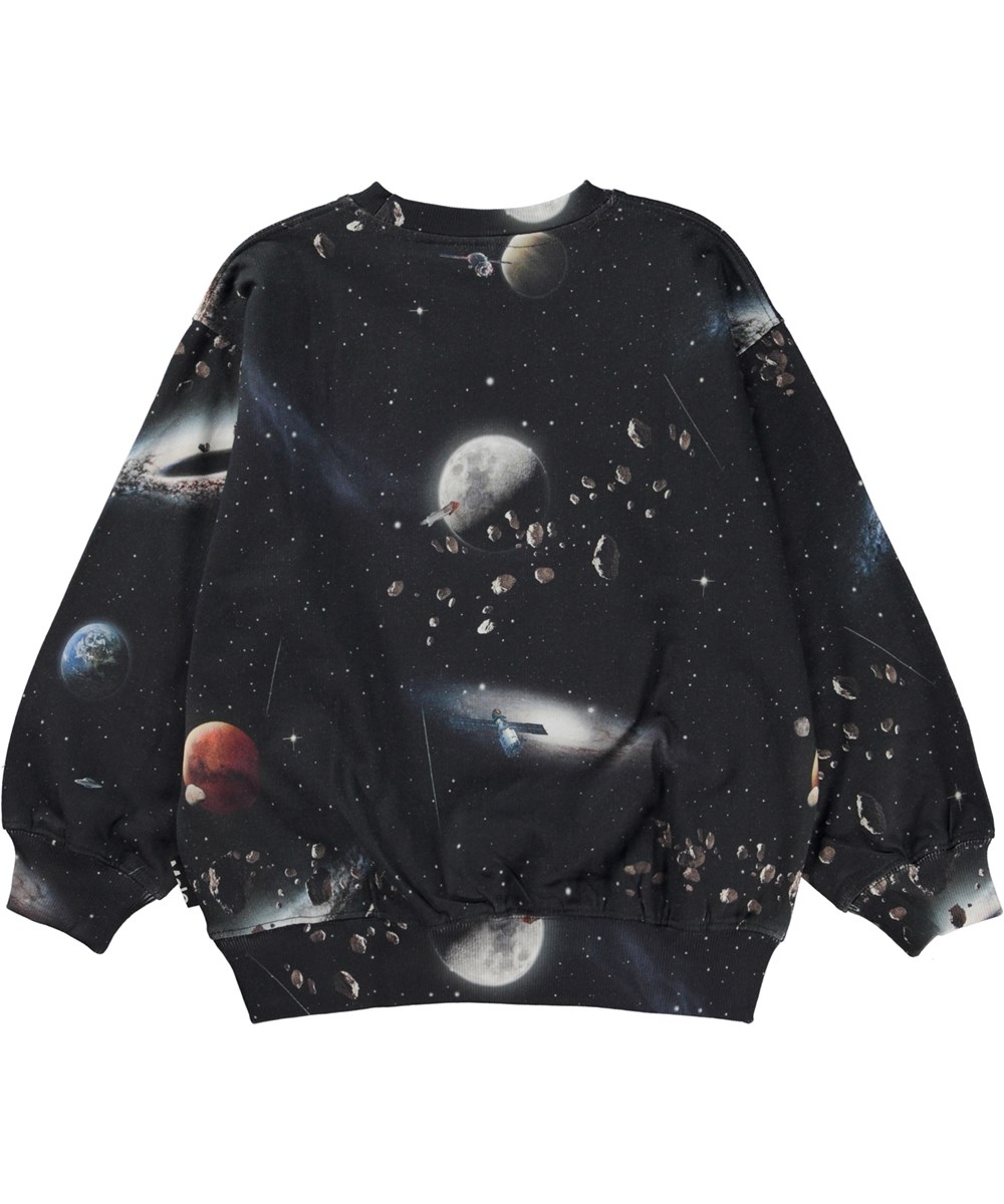 Monti - Make Space - Dunkelblaues Öko-Sweatshirt mit Space-Print