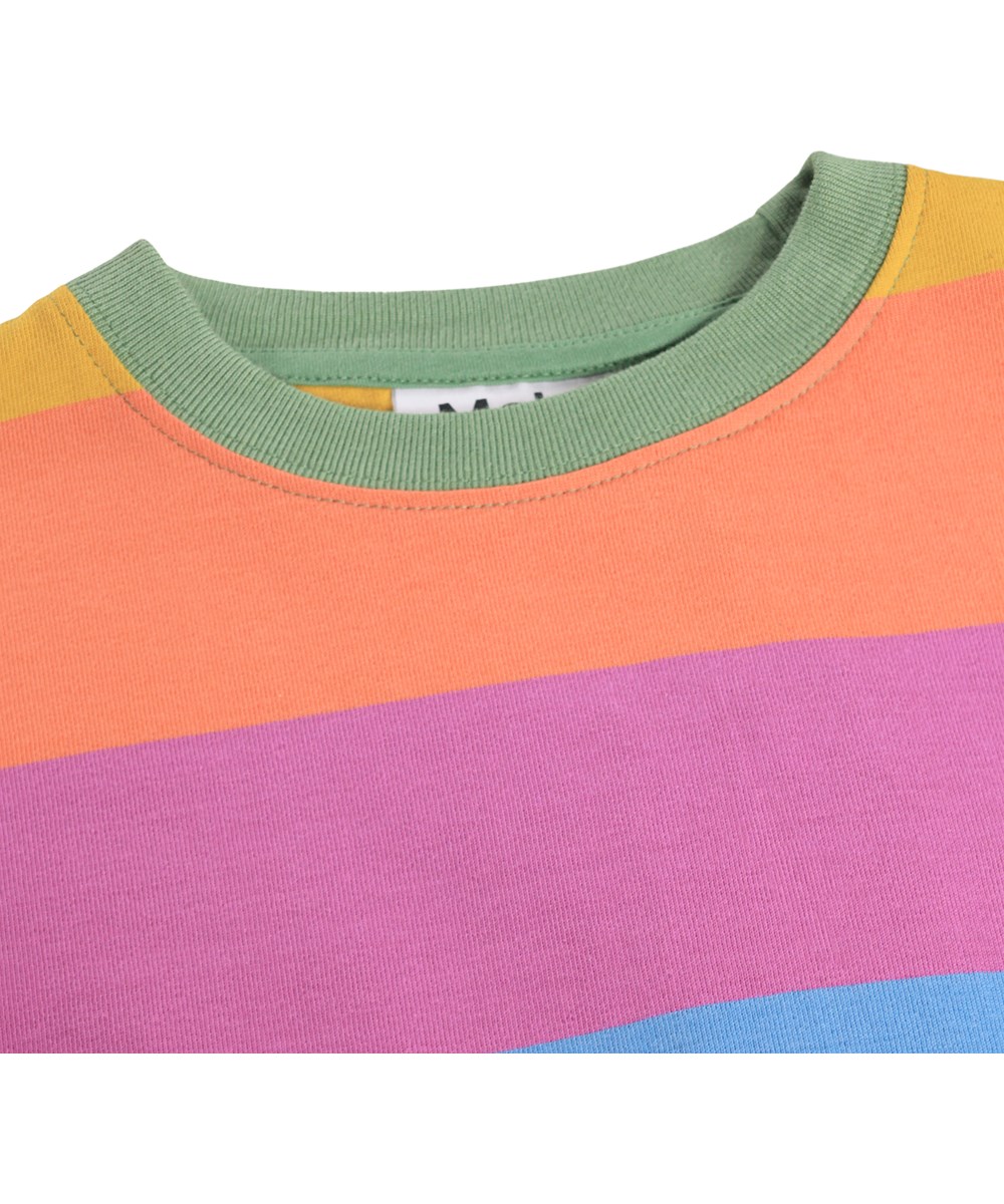 Monti - Rainbow Block - Gestreifter, mehrfarbiger Kinderpullover aus Bio-Baumwolle