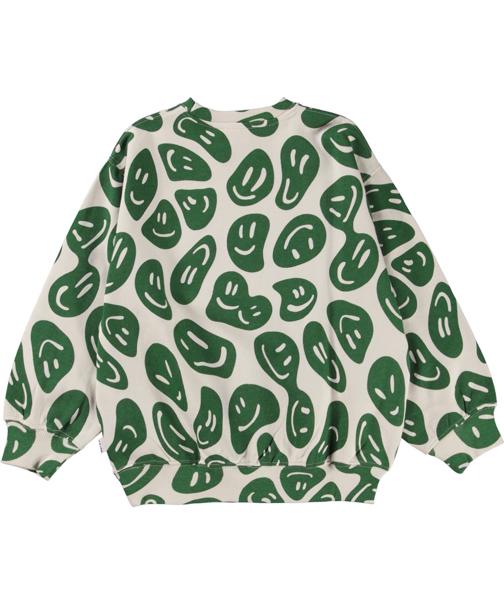 Monti - Smile On Nature - Weißes Öko-Sweatshirt mit grünem Allover-Print