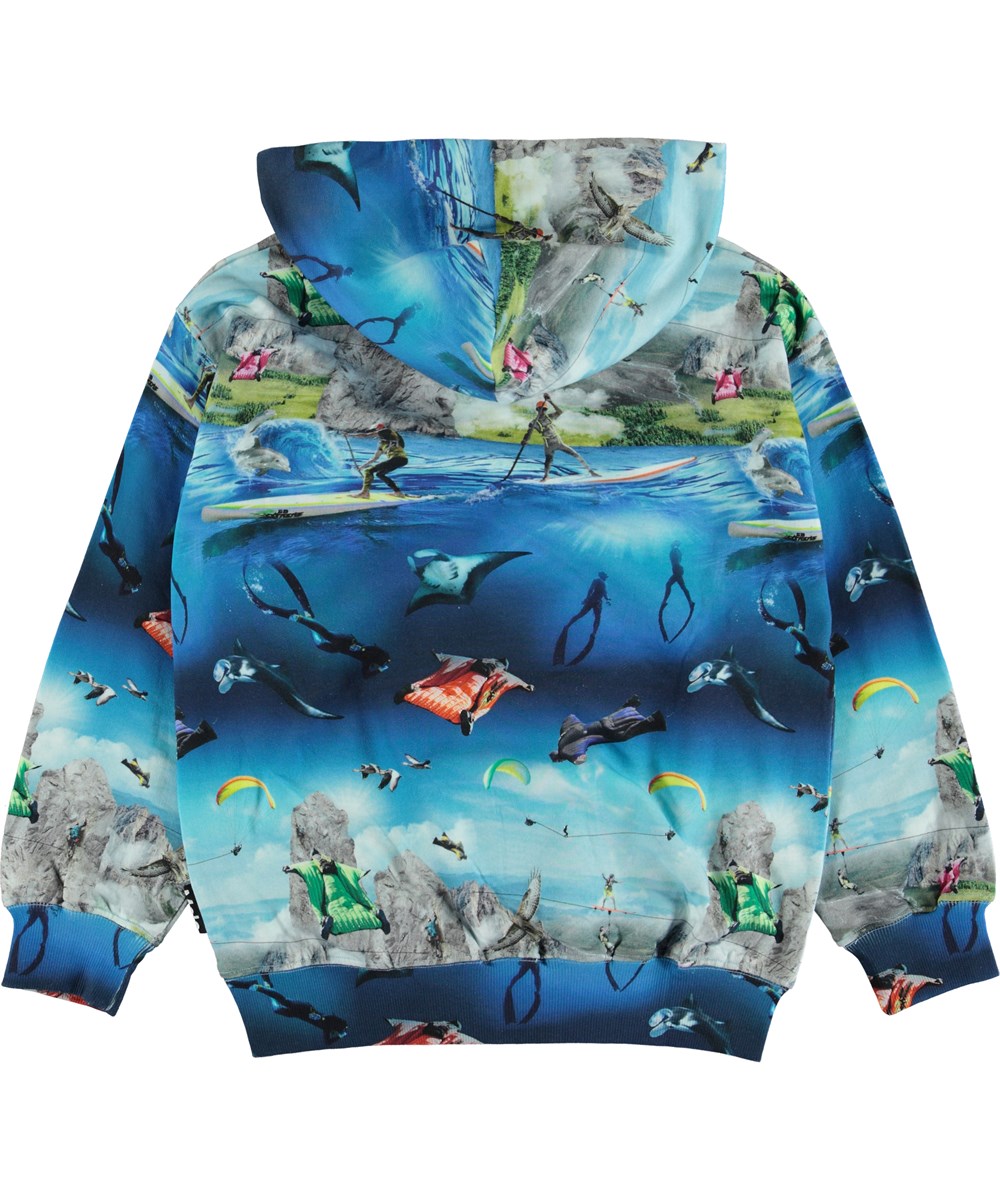 Moz Adult - Go Extreme - Adult organic hoodie with extreme sport print 