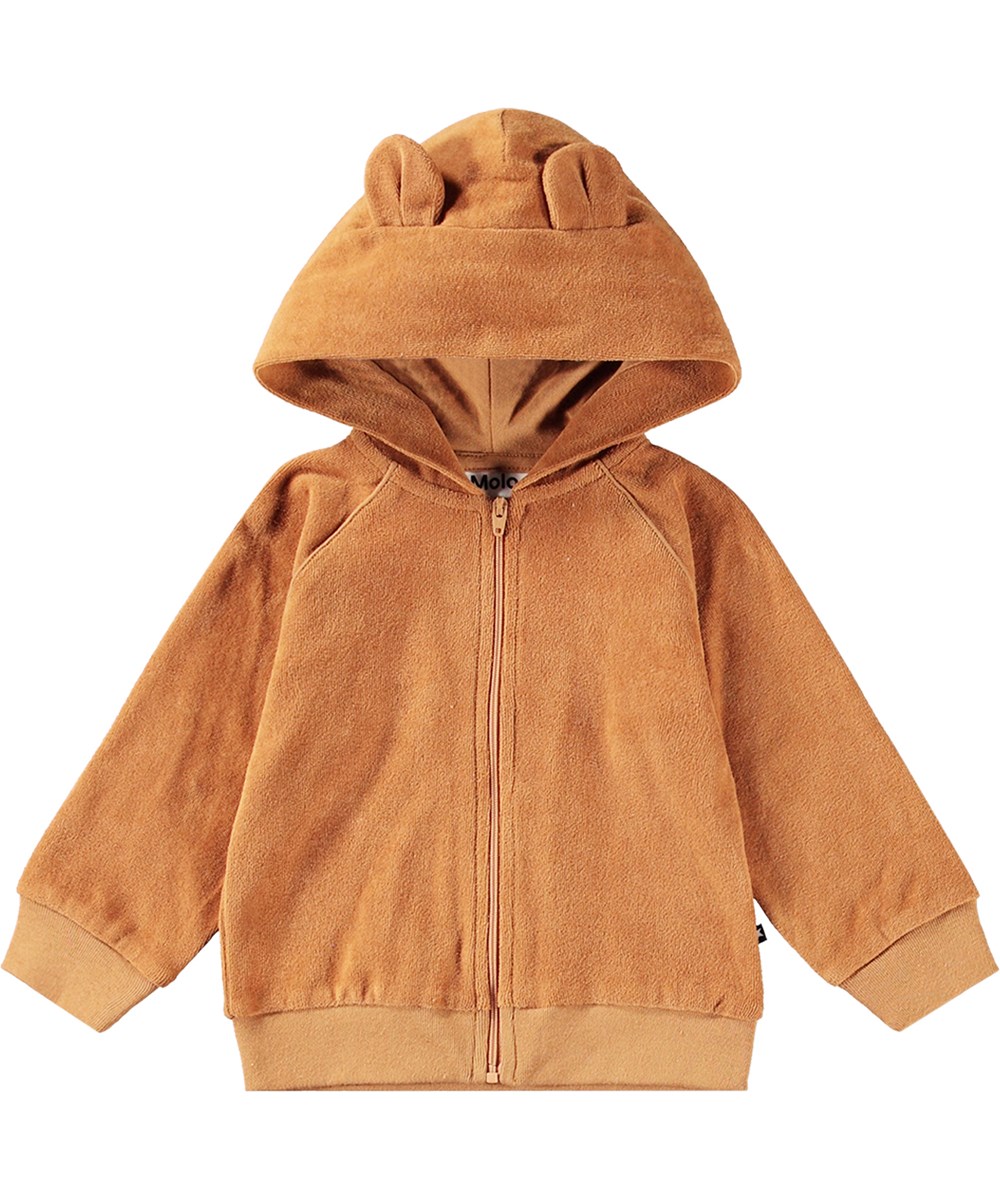 Dirk - Brown Sugar - Zachte en warme bruine hoodie, voor baby's en peuters, met teddyberen oren.