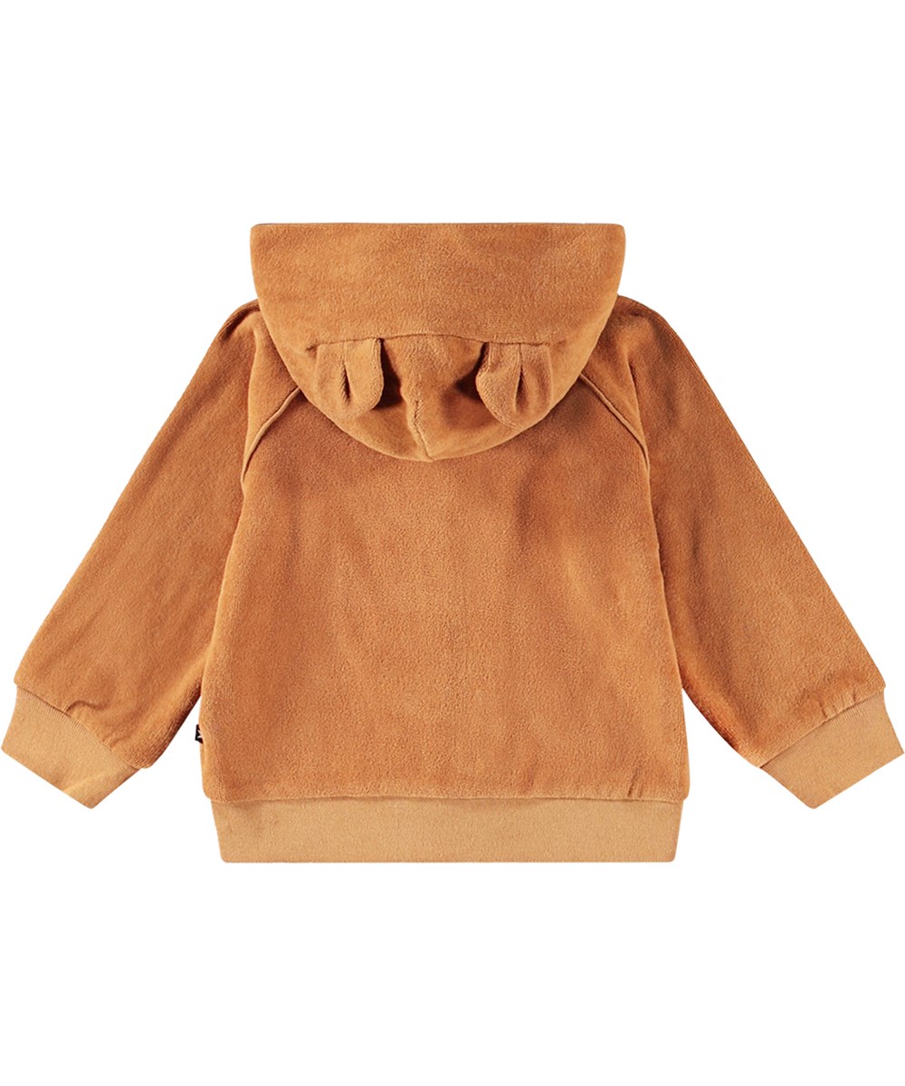 Dirk - Brown Sugar - Zachte en warme bruine hoodie, voor baby's en peuters, met teddyberen oren.