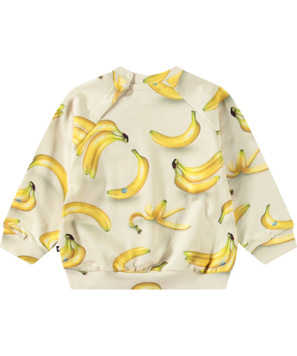 Disc - Babynanas - Biologische beige babysweater met gele bananenprint