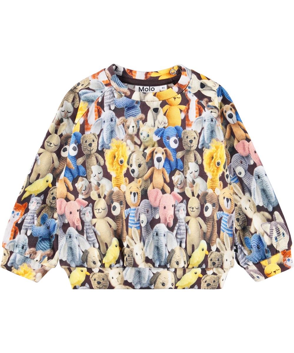 Disc - Cute Crochet - Sweater voor de kleintjes gemaakt van zacht biologisch katoen met een kleurrijke print van gehaakte teddyberen.