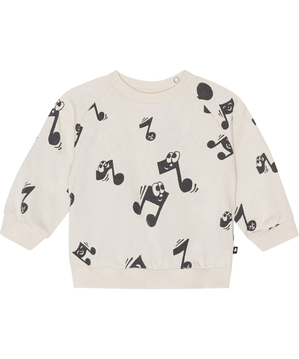 Disc - Happy Notes - Voor kleine kinderen een gebroken witte trui van biologisch katoenen jersey