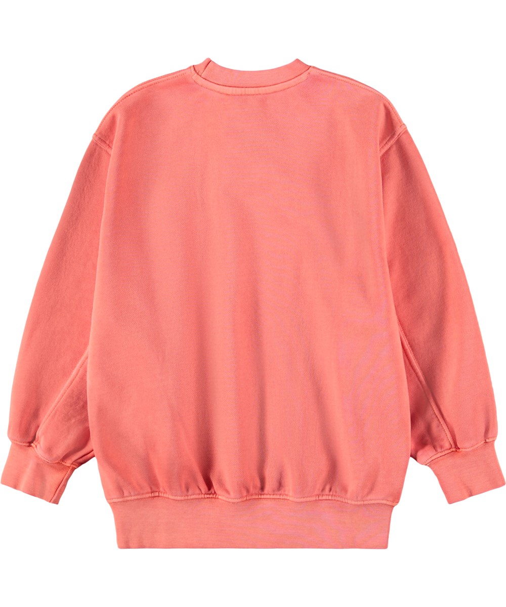 Magni - Red Ink - Rode kindersweater met geborduurde print gemaakt van biologisch katoen 