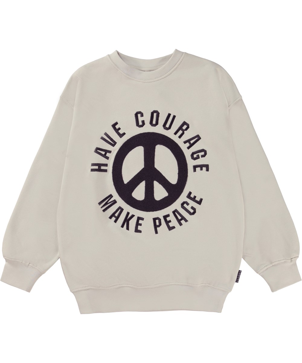 Mar - Overcast - Beige unisex peace trui