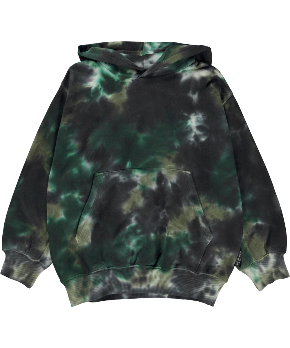 Maxx - Dark Dyes - Groene biologische hoodie met tie-dye print