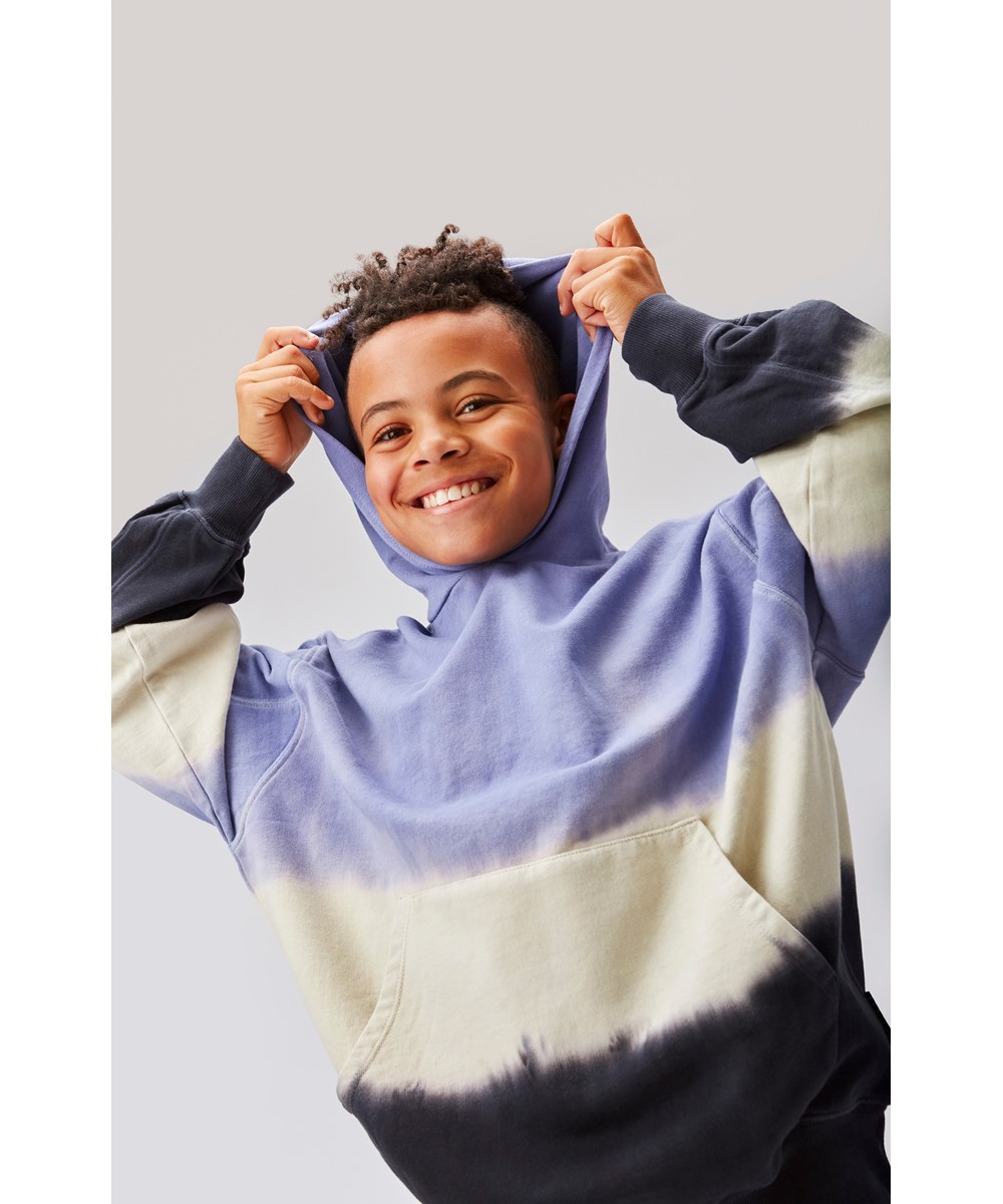 Maxx - Purple Stripe Dye - Hoodie met tie-dye strepen in paars, wit en grijs