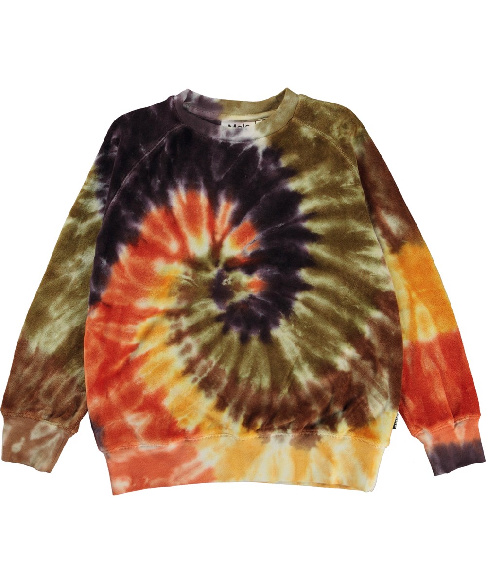 Mike - Warm Swirl - Veelkleurige biologische sweater met tie-dye print