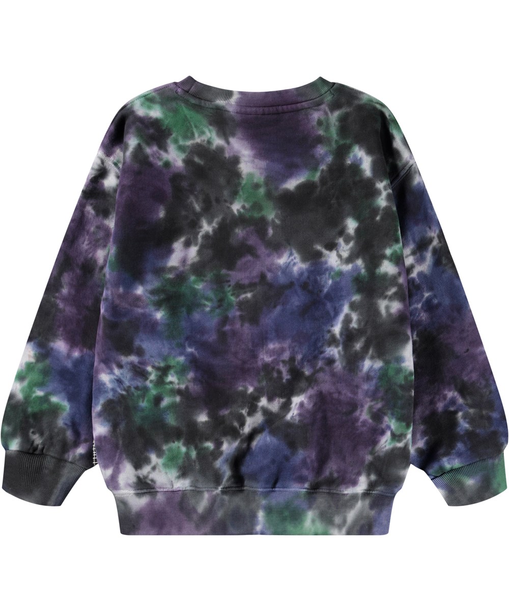 Monti - Dark Sky Dye - Stoere kindersweater gemaakt van zacht biologisch katoen met een tie-dye print.