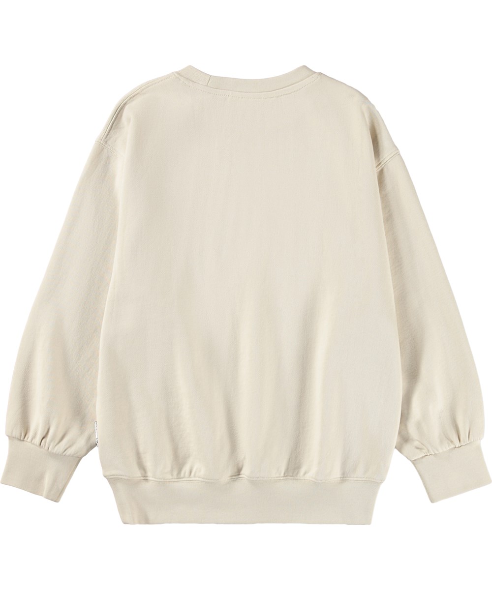 Monti - Hazy Rainbow - Beige kindersweater met geborduurde regenboog gemaakt van biologisch katoen met borduursel