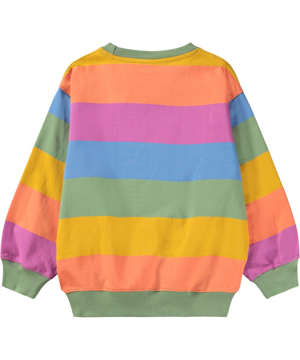Monti - Rainbow Block - Gestreepte kleurrijke kindersweater gemaakt van biologisch katoen.