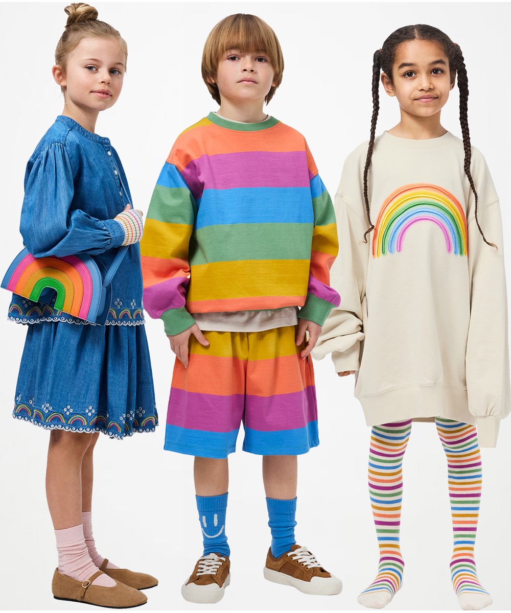 Monti - Rainbow Block - Gestreepte kleurrijke kindersweater gemaakt van biologisch katoen.