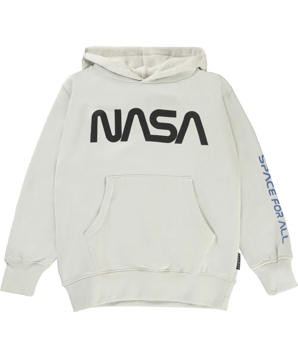 Moz - Moon - Witte biologische unisex hoodie met ‘Nasa’