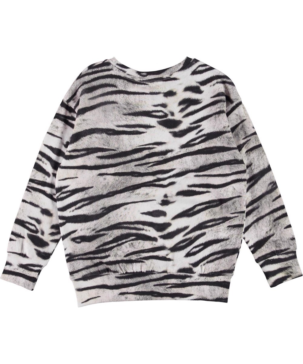 Murphy - Tiger White - Biologische sweater met zwart witte tijgerprint