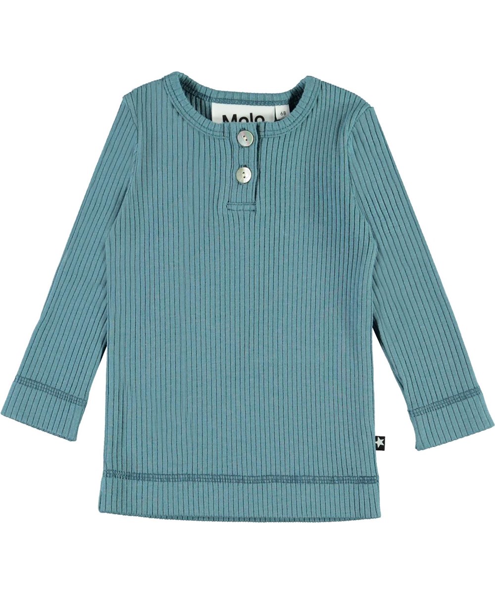 Earth - Aero - Blauwe babyshirt in ribstof