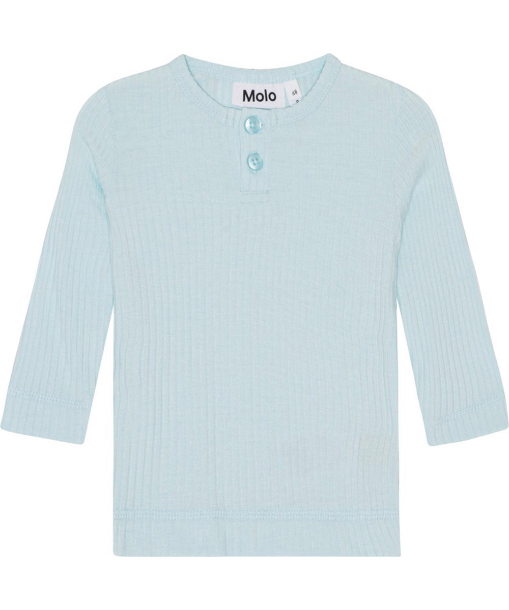 Earth - Airy - Voor kleine kinderen een lichtblauw shirt van geribde viscose jersey