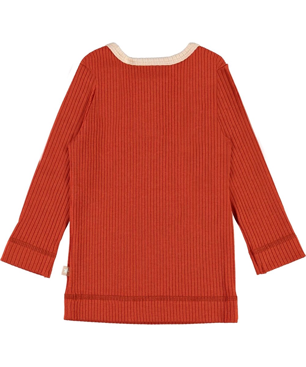 Earth - Burnt Brick - Rode babyshirt in ribstof