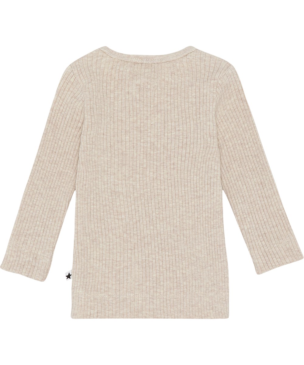 Earth - Oatmeal Melange - Earth is een beige babyshirt in ribstof