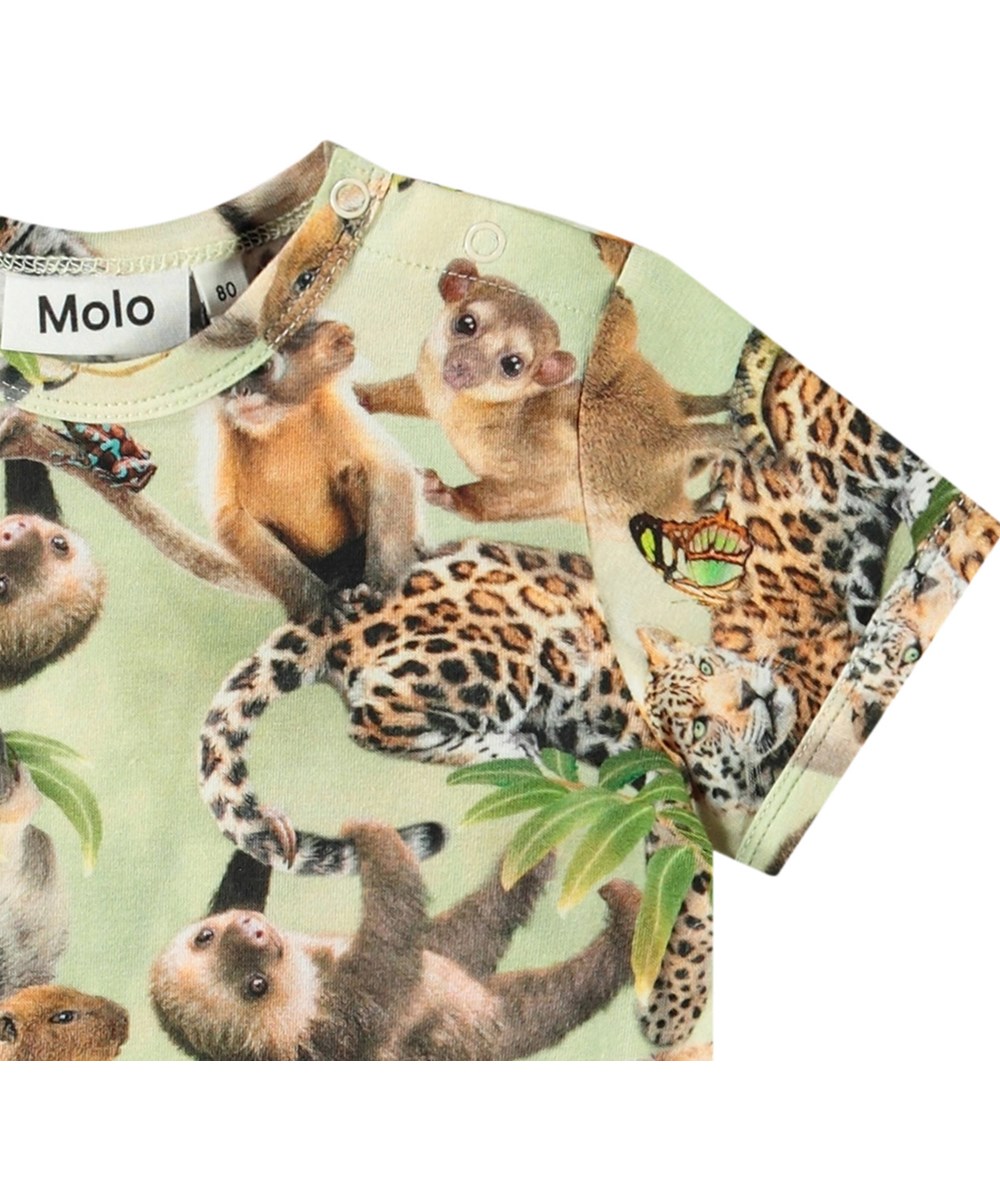 Easy - Jungle Cubs - Baby t-shirt van biologisch katoen. Het t-shirt heeft een aanlsuitende pasvorm en een print van dieren uit de jungle.