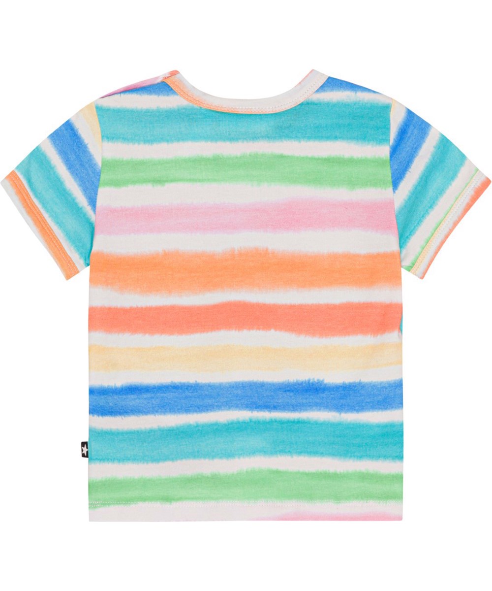 Easy - Multi Colours - Voor kleine kinderen een kleurrijke gestreepte t-shirt van biologisch katoenen jersey 
