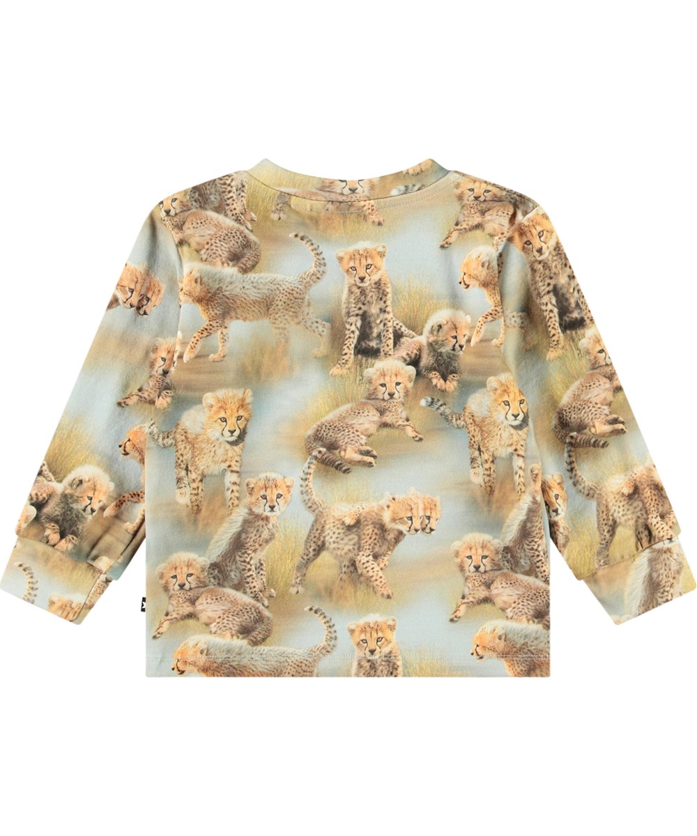 Eloy - Cheetah Cubs - Biologische baby longsleeve met een print van cheetawelpen.