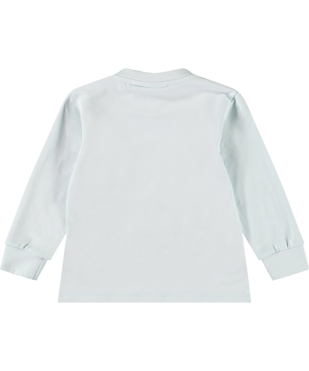 Eloy - Cute Cheetas - Lichtblauwe biologische baby longsleeve met een print van cheetawelpen.