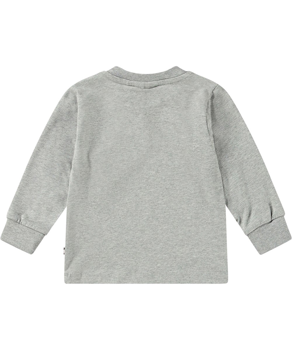 Eloy - Furry Friends_Tee - Grijze gemêleerde biologisch katoenen jersey longsleeve met teddyberenprint.