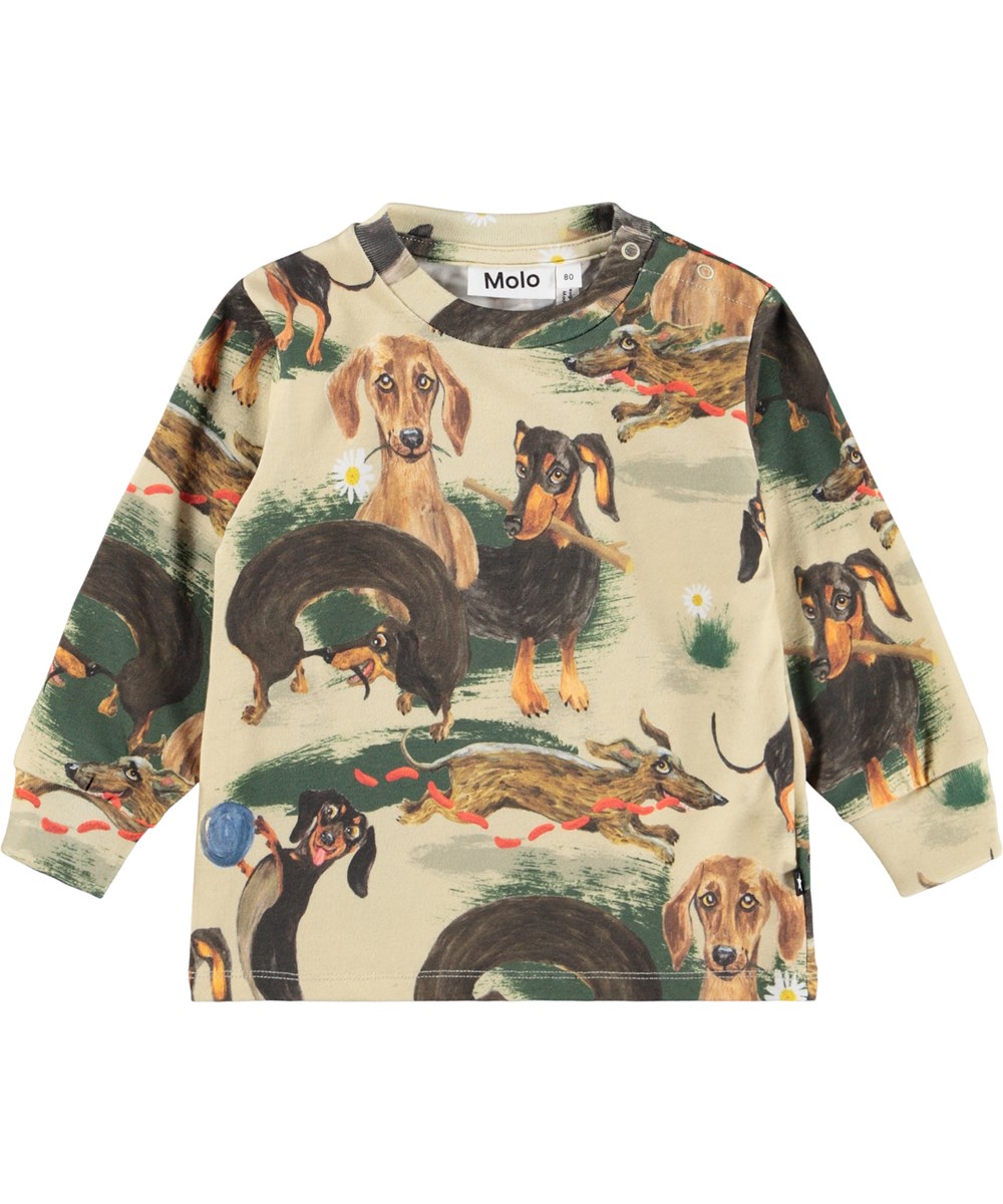 Eloy - Painted Dogs - Longsleeve voor de kleintjes gemaakt van biologisch katoenen jersey met een print van getekende teckels.