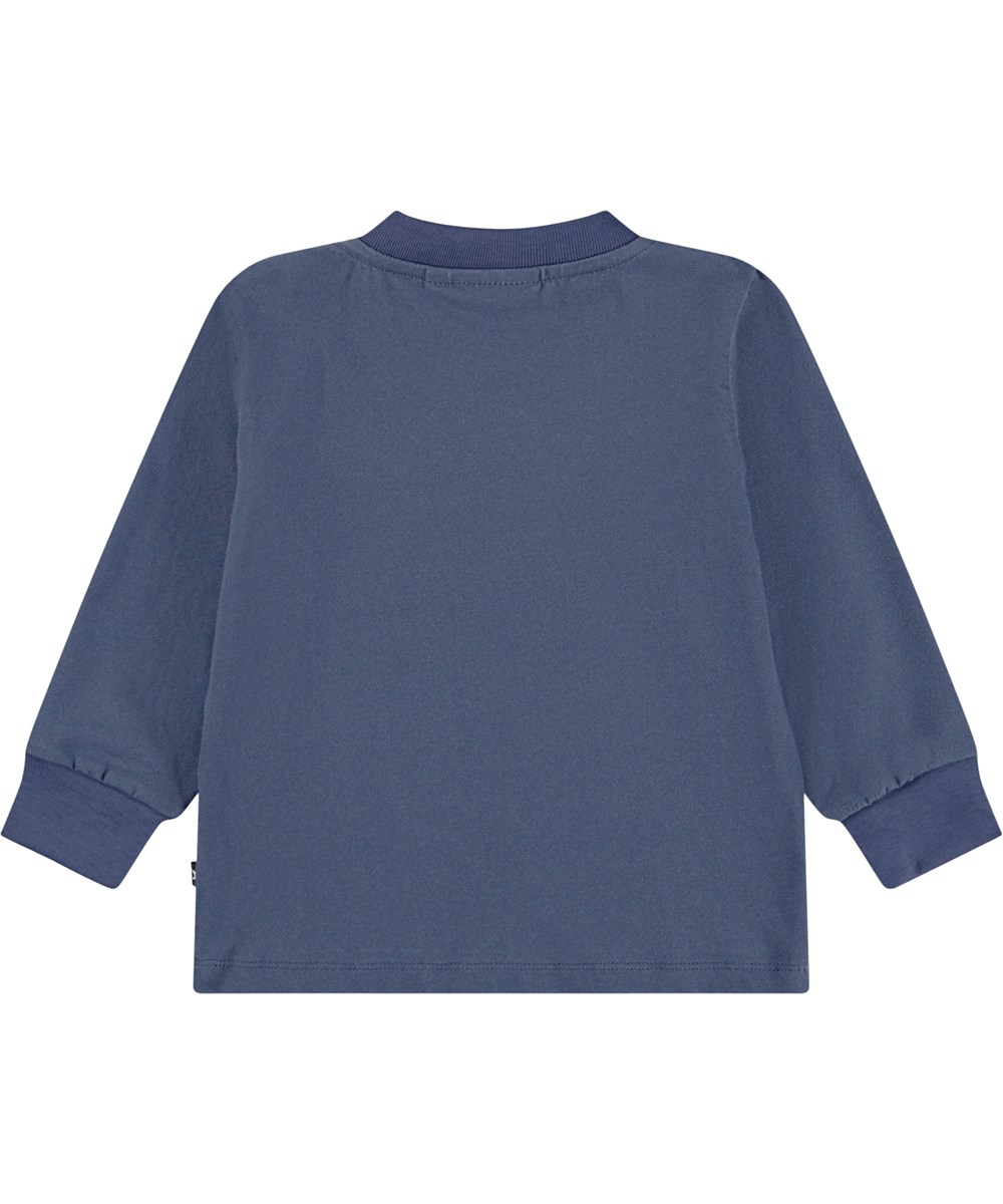 Eloy - Toy Elephant - Donkerblauwe longsleeve voor de kleintjes gemaakt van biologisch katoenen jersey met een print van een gehaakte baby olifant.