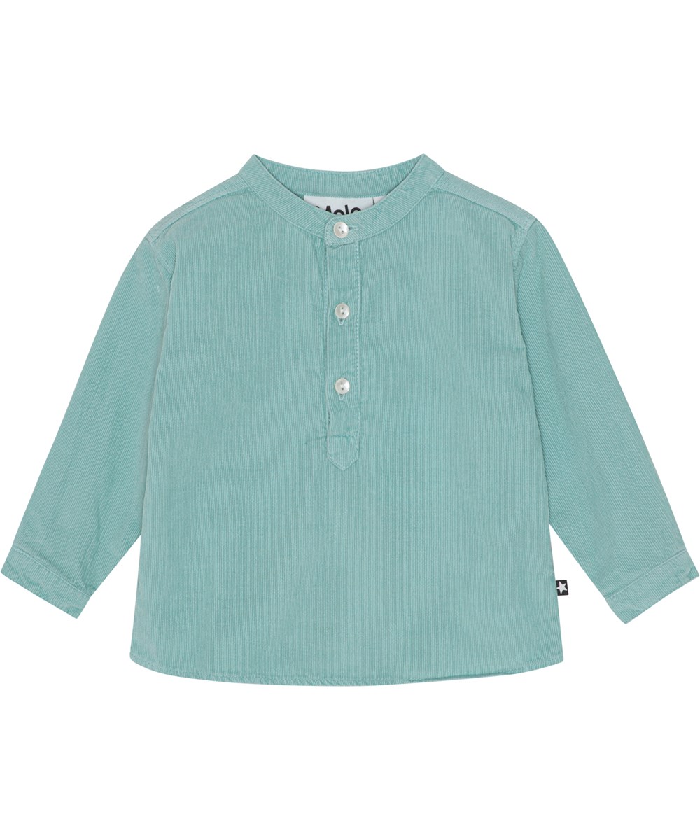 Enoz - Calm - Blauwe biologische baby shirtje in fijn corduroy