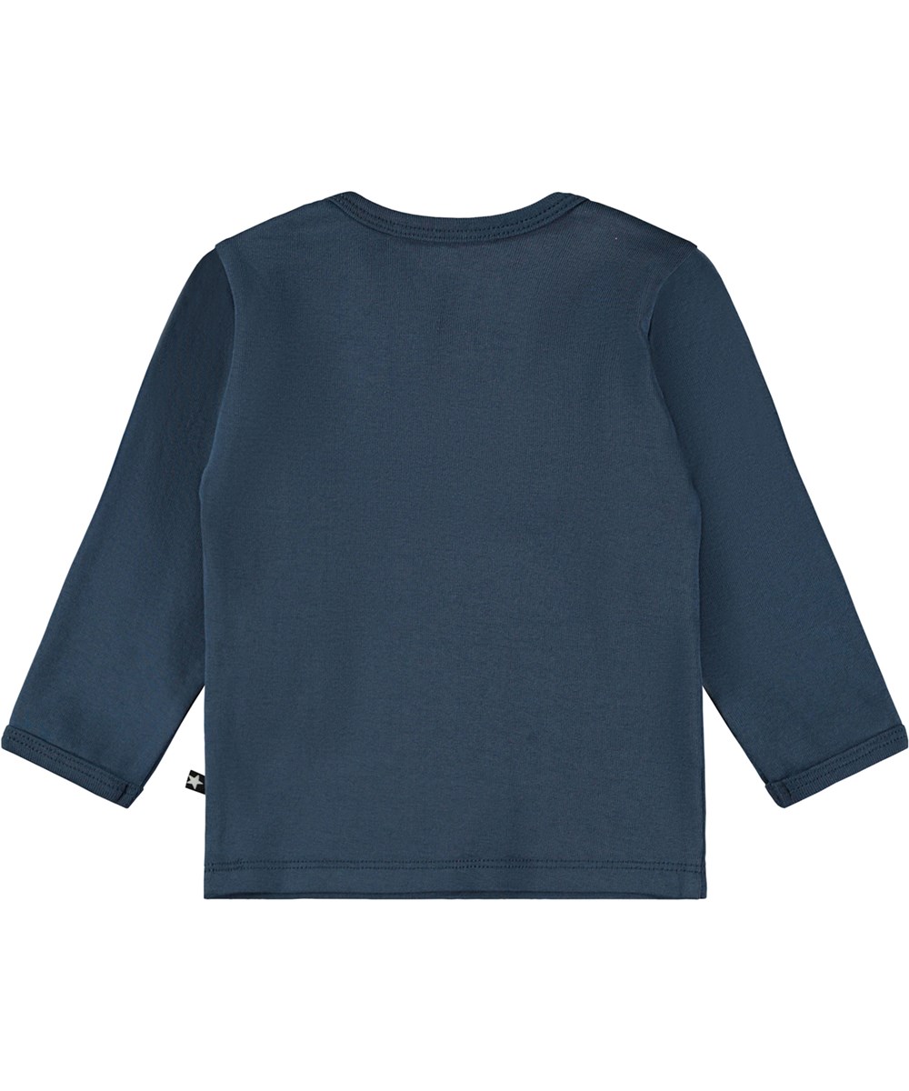 Enzi - Twilight - Blauwe biologische babytopje met smiley print