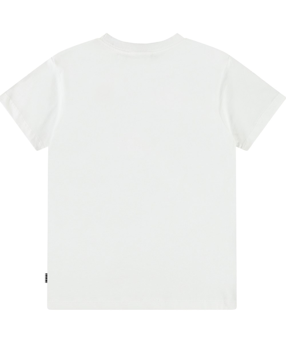 Rame - One In A Melon - Wit kinder t-shirt met print in zacht biologisch katoen met een ribboord rond de hals