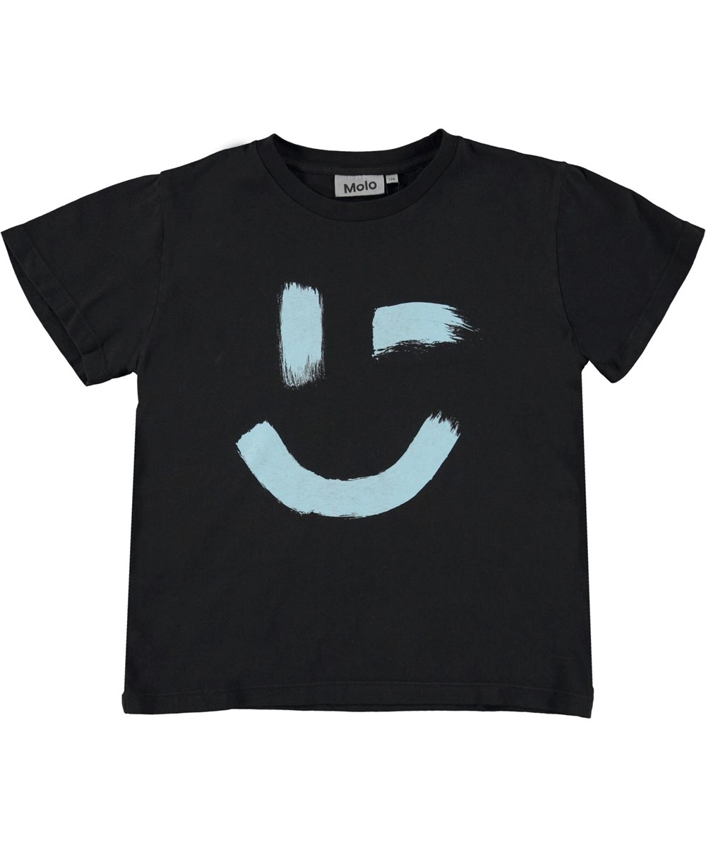 Rame - Black - Zwarte t-shirt met smiley face