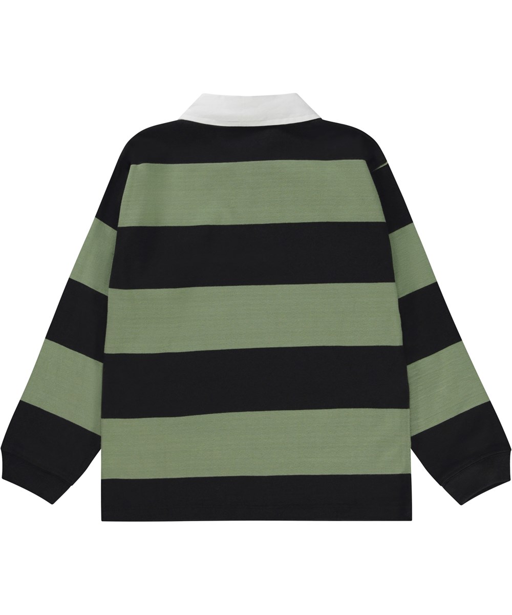 Relz - Black Moss - Biologische rugbyshirt met brede strepen