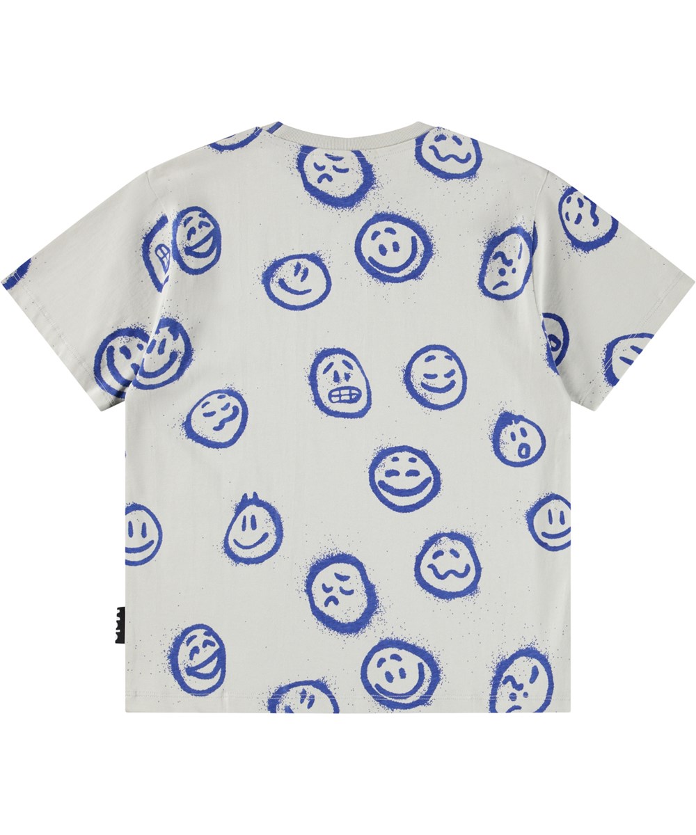 Riley - Dazzling Moods - Grijze kinder t-shirt gemaakt van zacht biologisch katoen met een ribboord rond de hals.