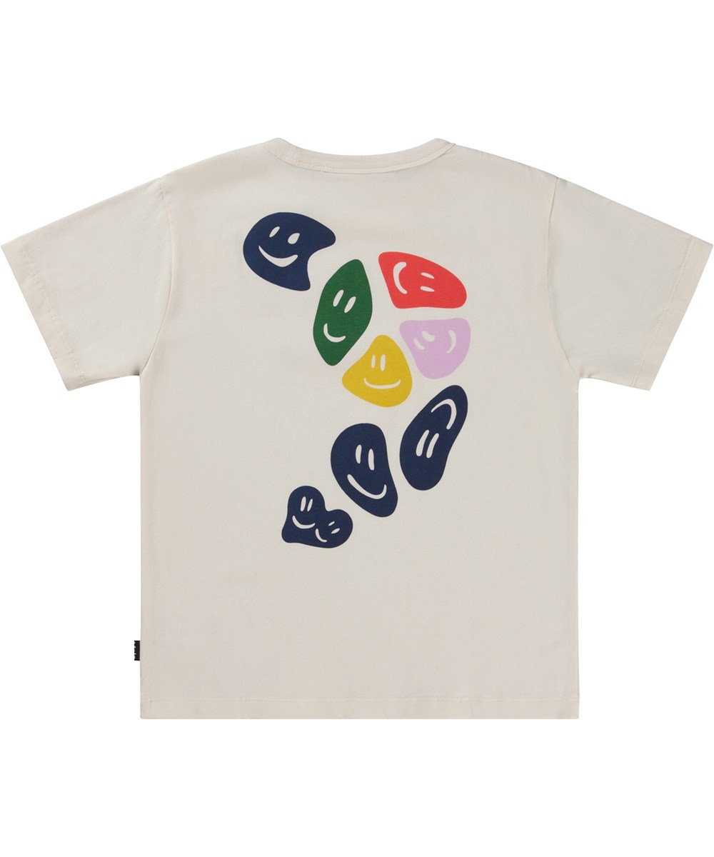 Riley - Naturelle - Witte biologische t-shirt met hartjes en peace teken