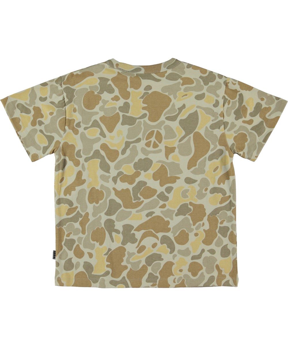 Riley - Sandy Shapes - Biege unisex t-shirt met zandkleurige patroon