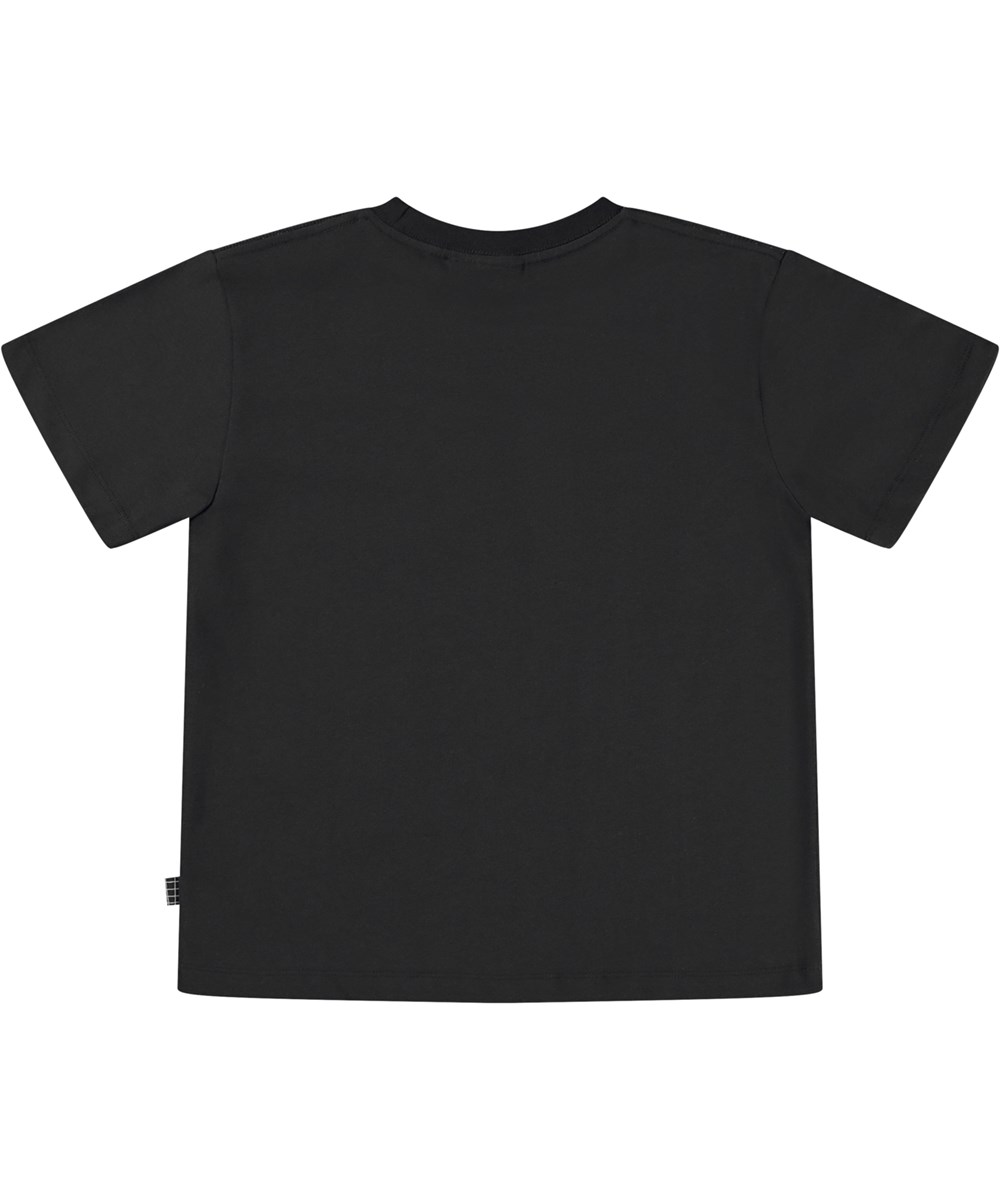 Riley - Warp Speed - Zwarte biologische t-shirt met retro heelal print