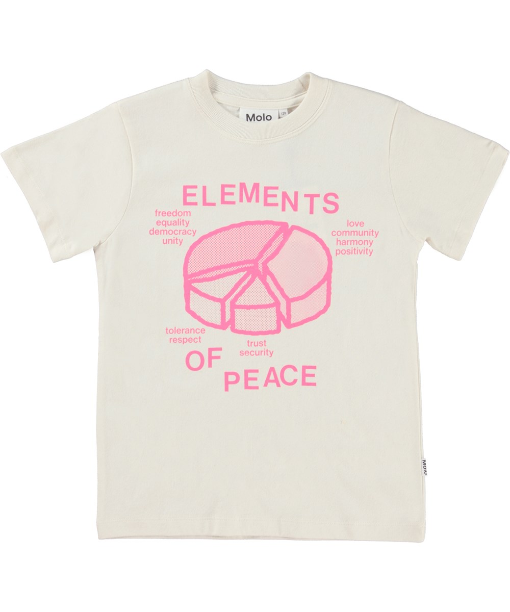 Road - Naturelle - Biologische t-shirt met een roze peace print
