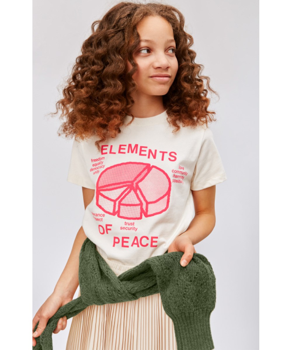 Road - Naturelle - Biologische t-shirt met een roze peace print
